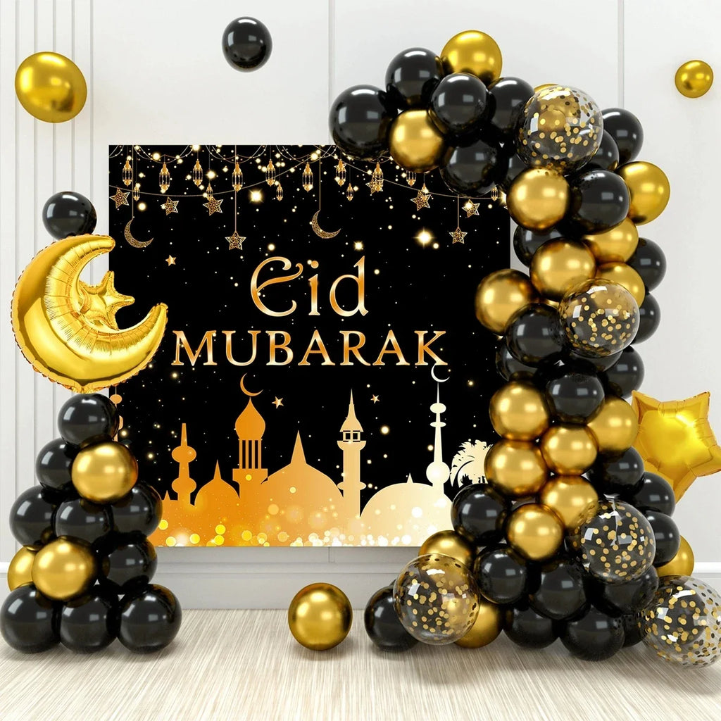 Eid Mubarak Balloons Background Ramadan Kareem Decoration Ramadan Mubarak Islamic Muslim Happy Eid Festival Party Supplies 2025