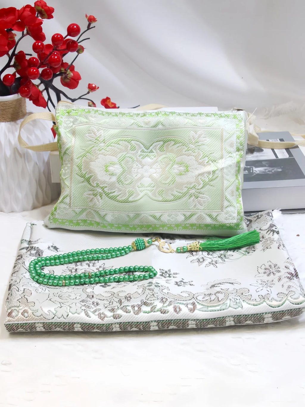 Prayer Rug Set with Tasbih & Travel Bag