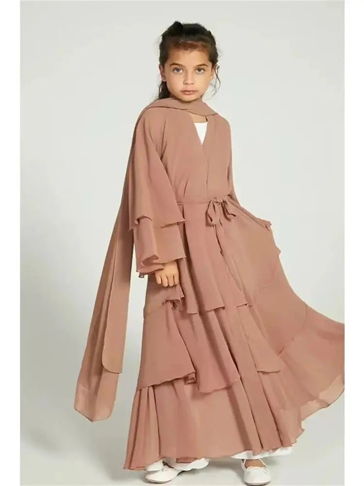 Girls' Tiered Abaya Dress