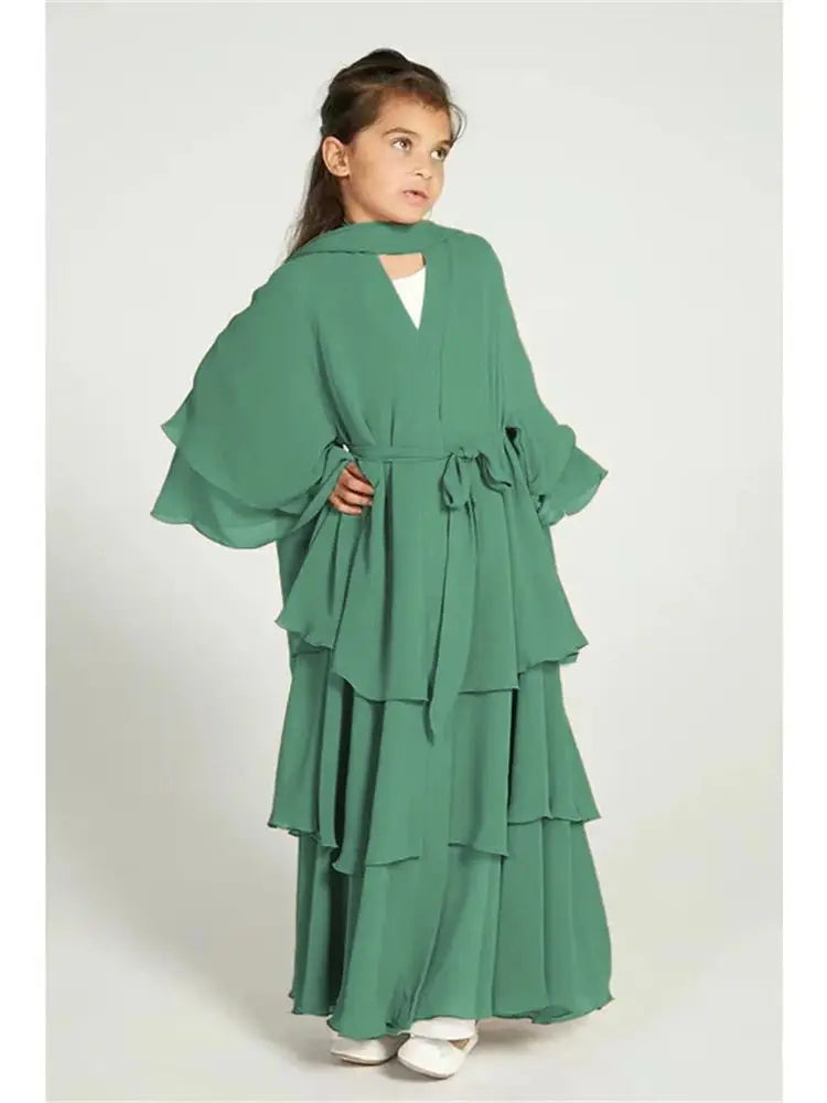Girls' Tiered Abaya Dress
