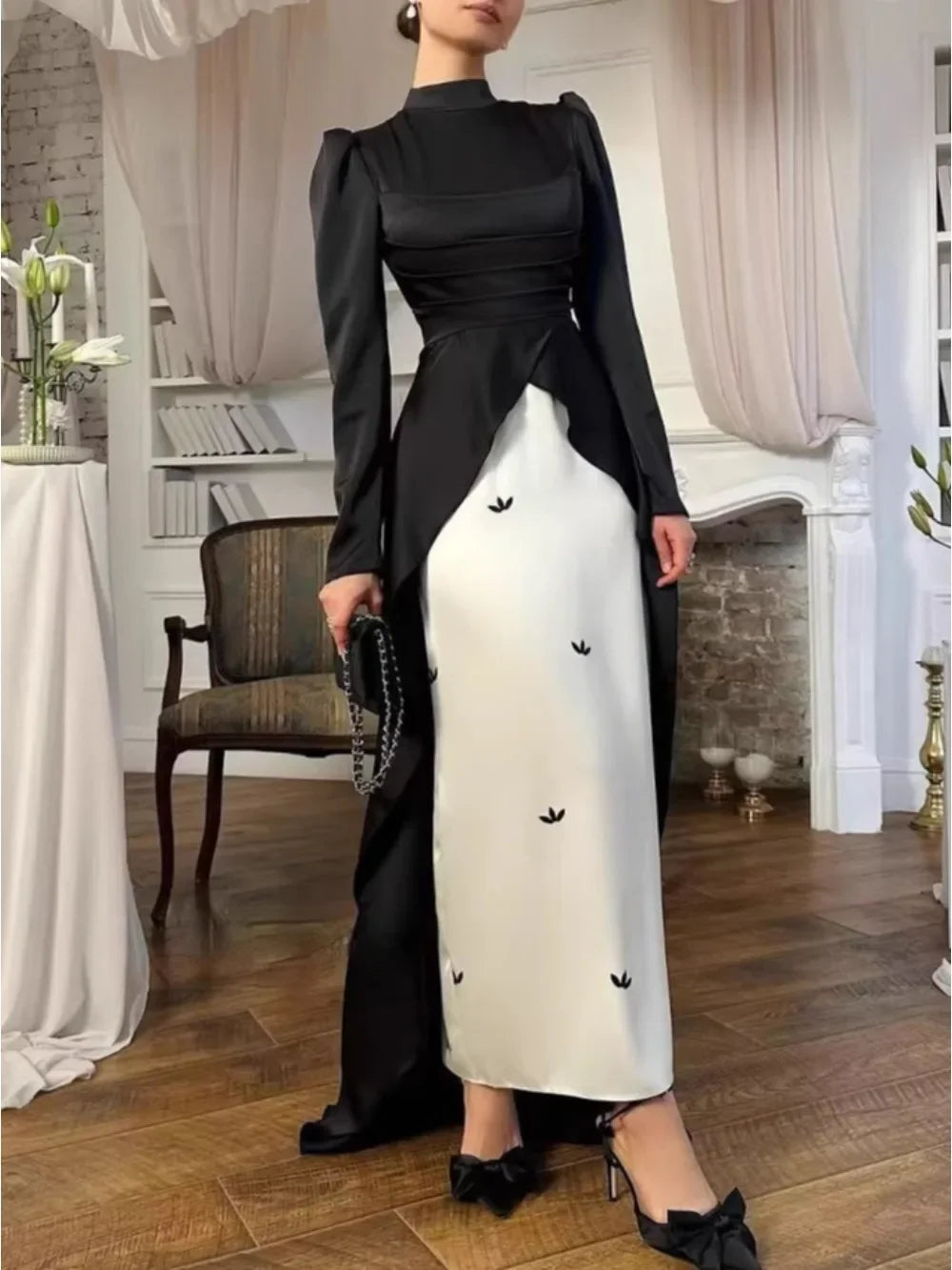 Women's Two-Tone Abaya Maxi Dress