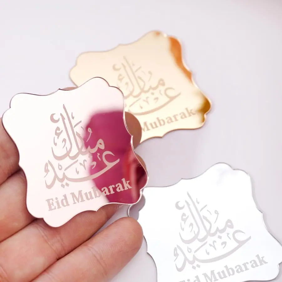 Eid Mubarak Mirrored Acrylic Stickers – 20 Pack