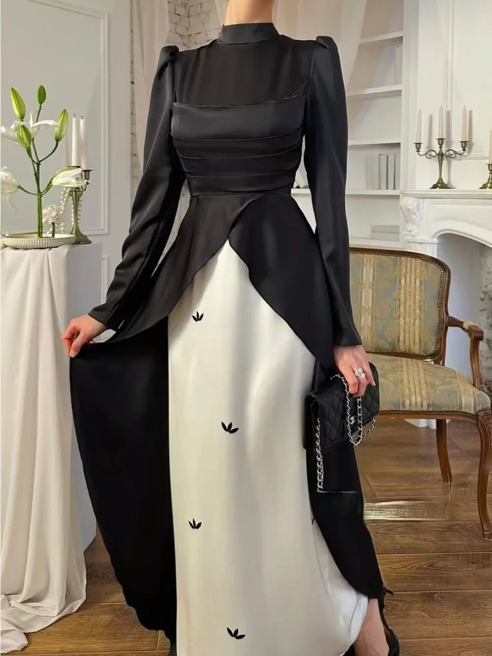 Women's Two-Tone Abaya Maxi Dress
