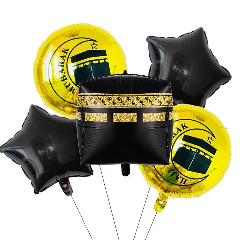 Umrah Mubarak Foil Balloon Set – 5 Pieces
