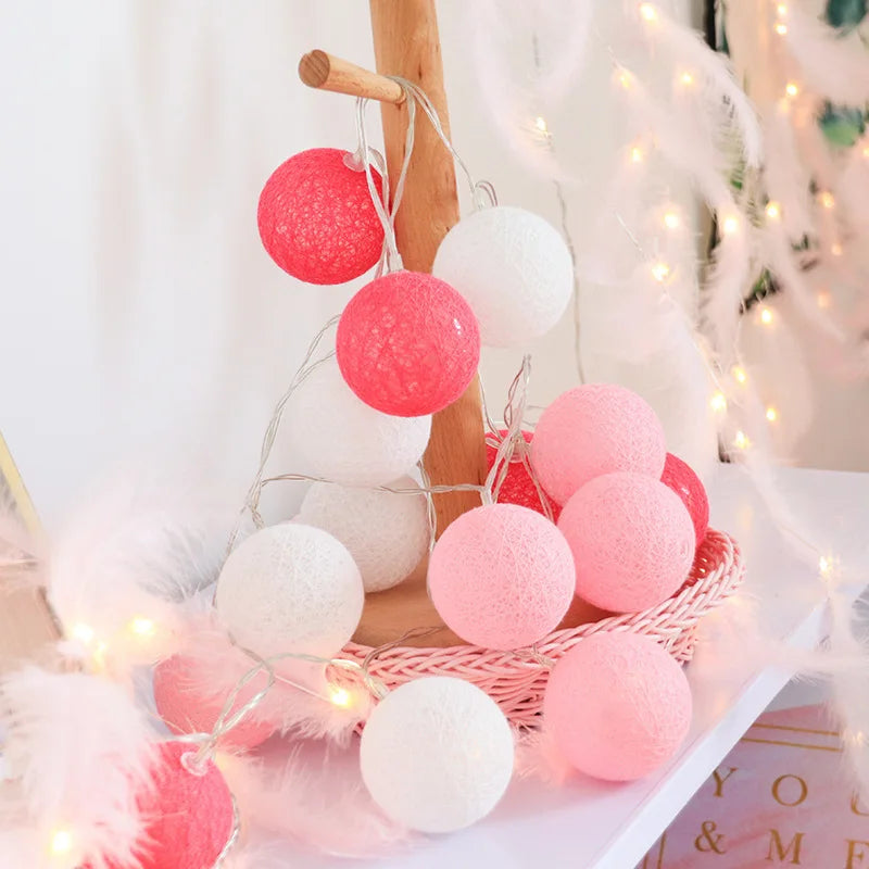 Battery-Operated Cotton Ball LED String Lights