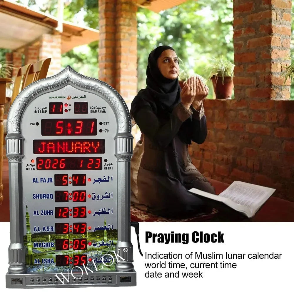 Digital Azan Wall Clock with Remote