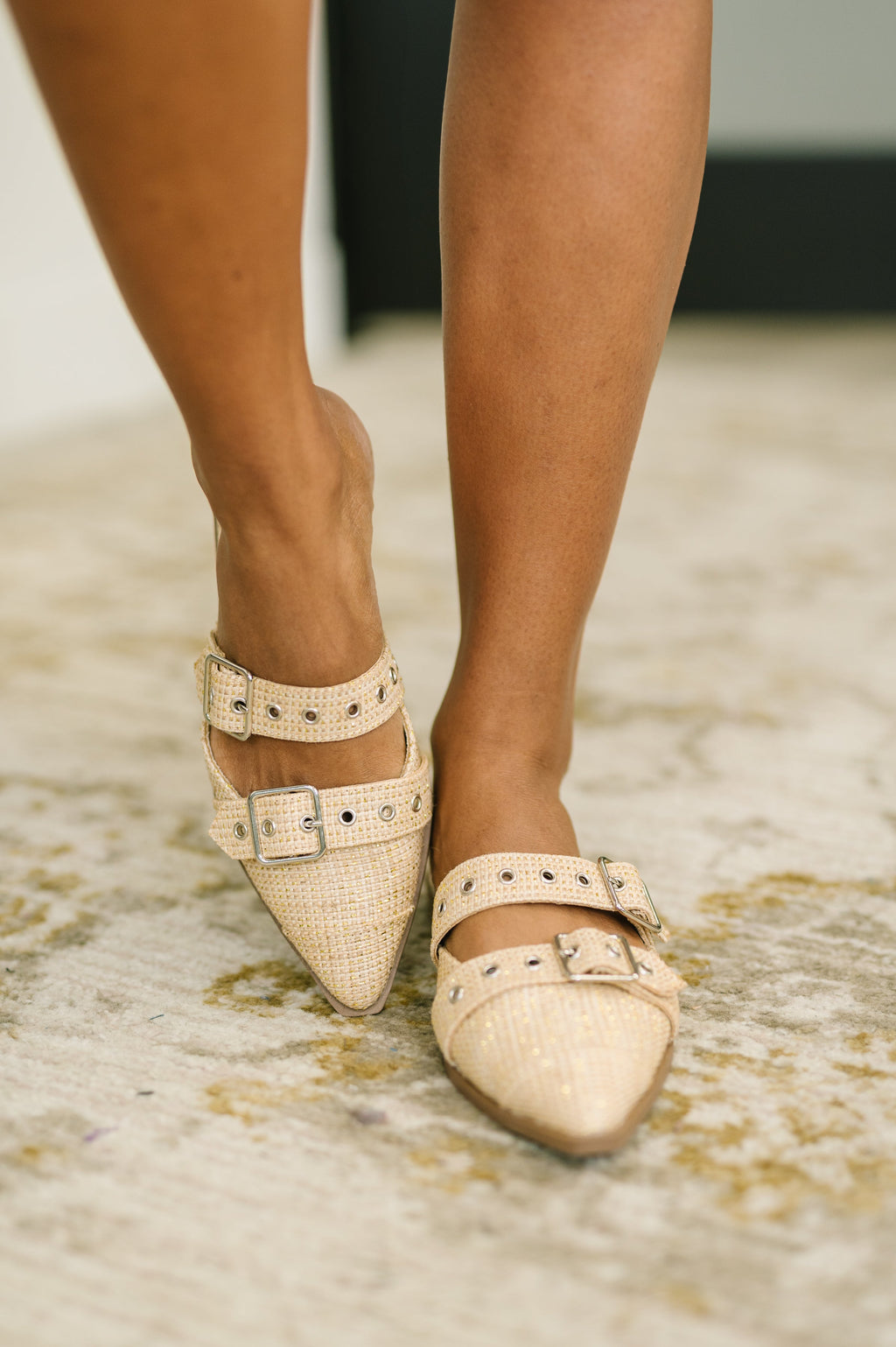 Usual Pointy Toe Double Buckle Flat