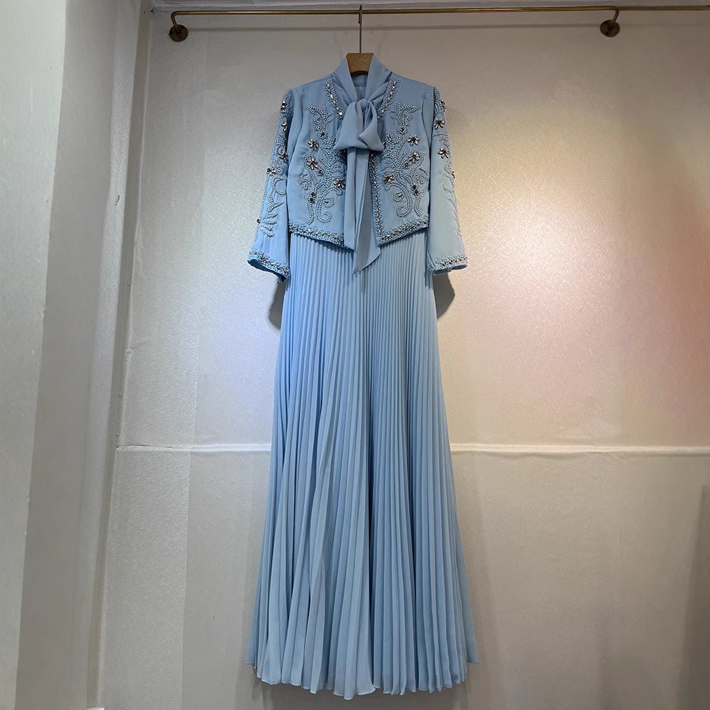 Crystal Embellished Jacket & Pleated Inner Dress Set (MS305)