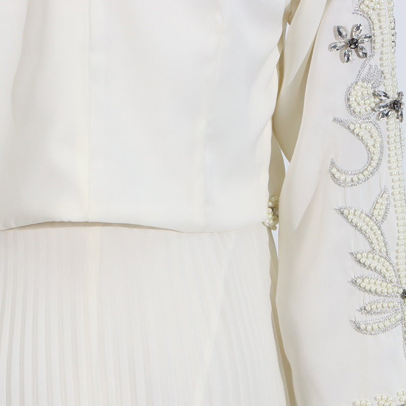 Crystal Embellished Jacket & Pleated Inner Dress Set (MS305)