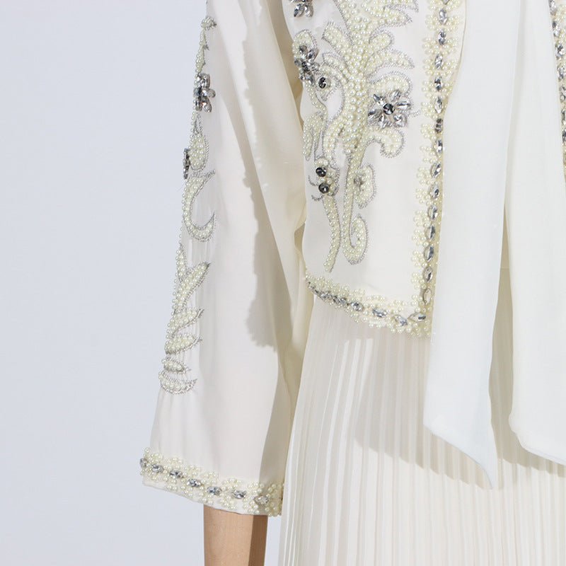 Crystal Embellished Jacket & Pleated Inner Dress Set (MS305)