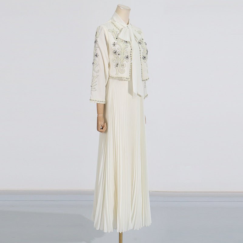 Crystal Embellished Jacket & Pleated Inner Dress Set (MS305)