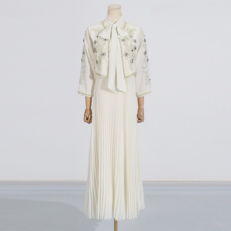 Crystal Embellished Jacket & Pleated Inner Dress Set (MS305)