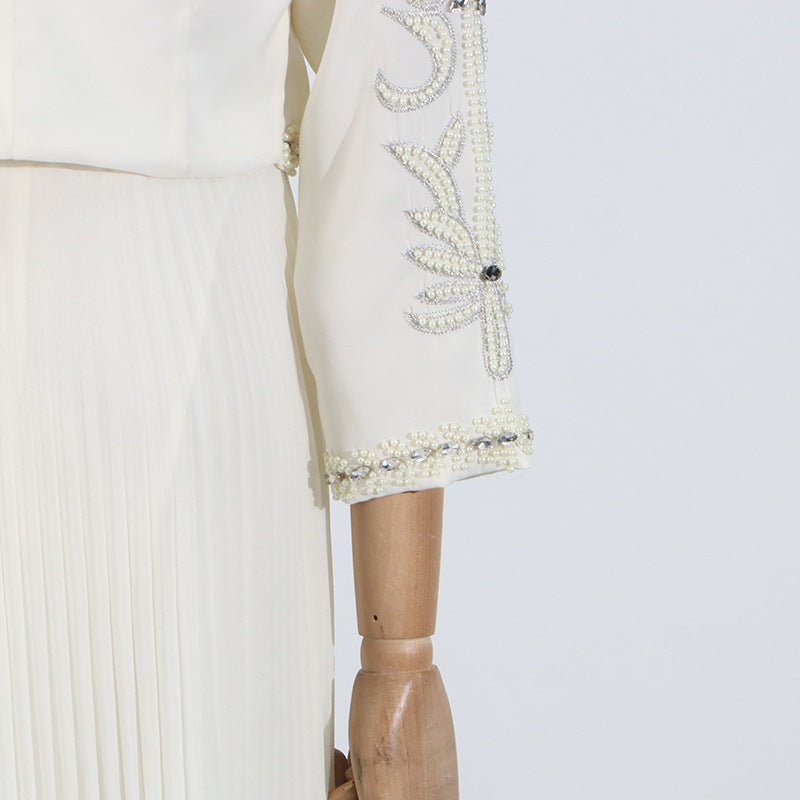 Crystal Embellished Jacket & Pleated Inner Dress Set (MS305)