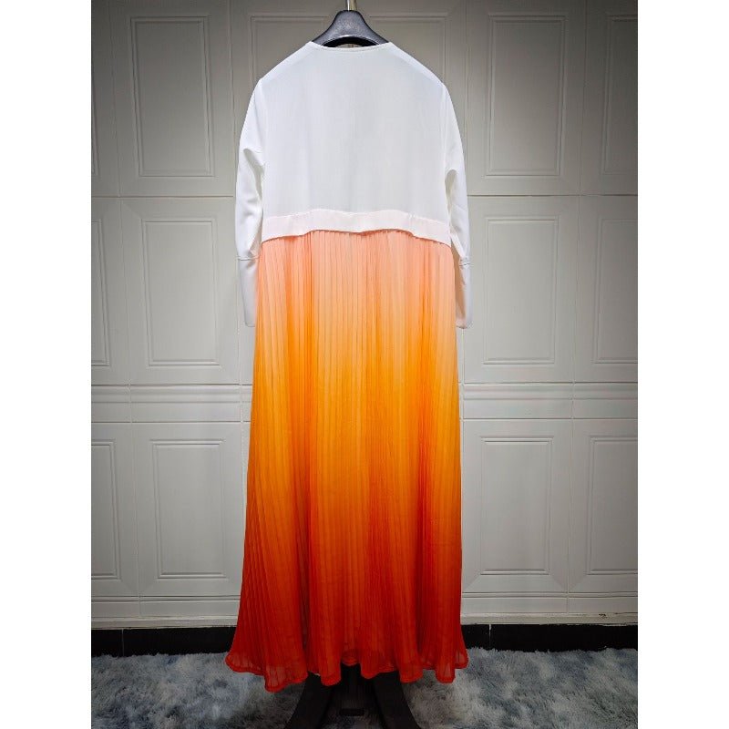 Elegant Gradient Pleated Chiffon Open Abaya Robe (MOA223)