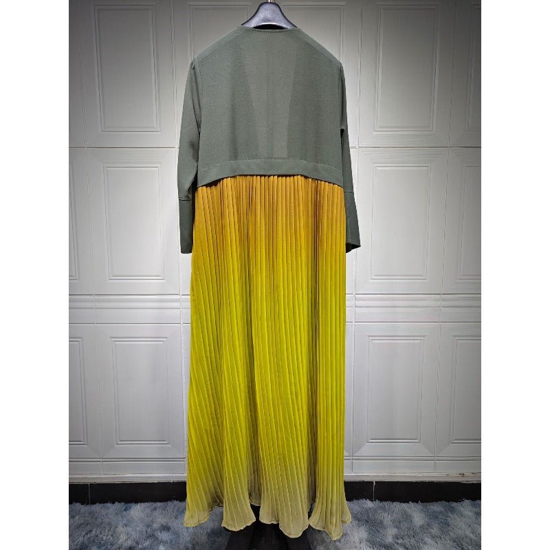 Elegant Gradient Pleated Chiffon Open Abaya Robe (MOA223)