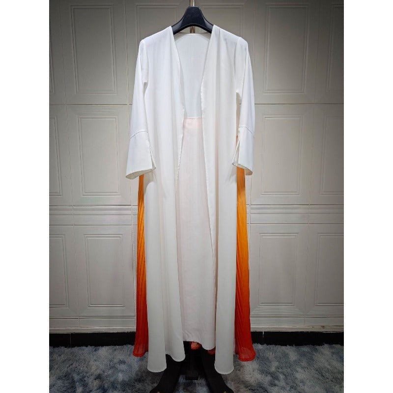 Elegant Gradient Pleated Chiffon Open Abaya Robe (MOA223)
