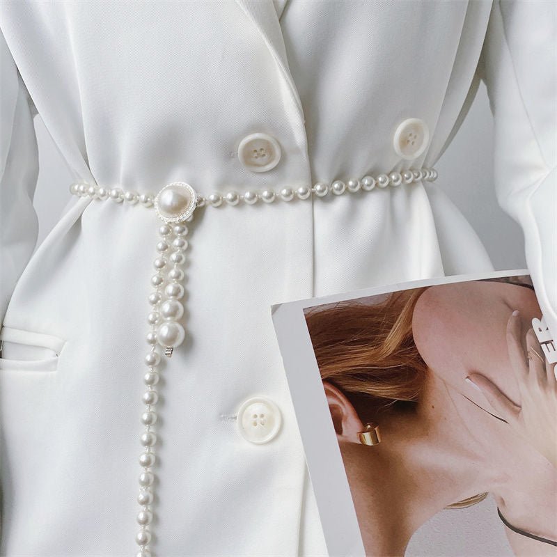 Elegant Versatile Pearl Cascade Waist Belt (MAC349)