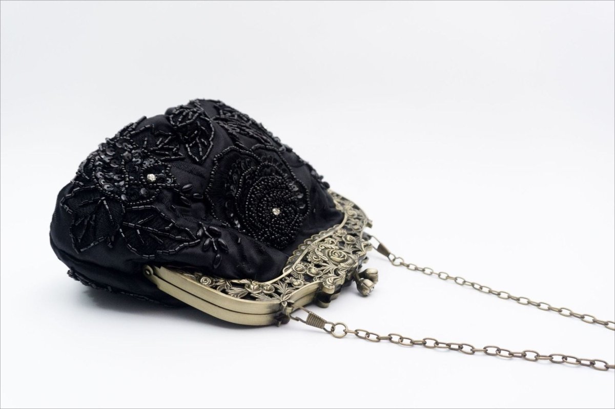 Embroidered Rose with Sequins Beads Evening Clutch Bag (MAC291)