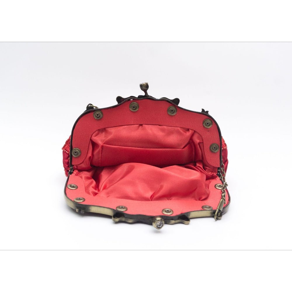 Embroidered Rose with Sequins Beads Evening Clutch Bag (MAC291)