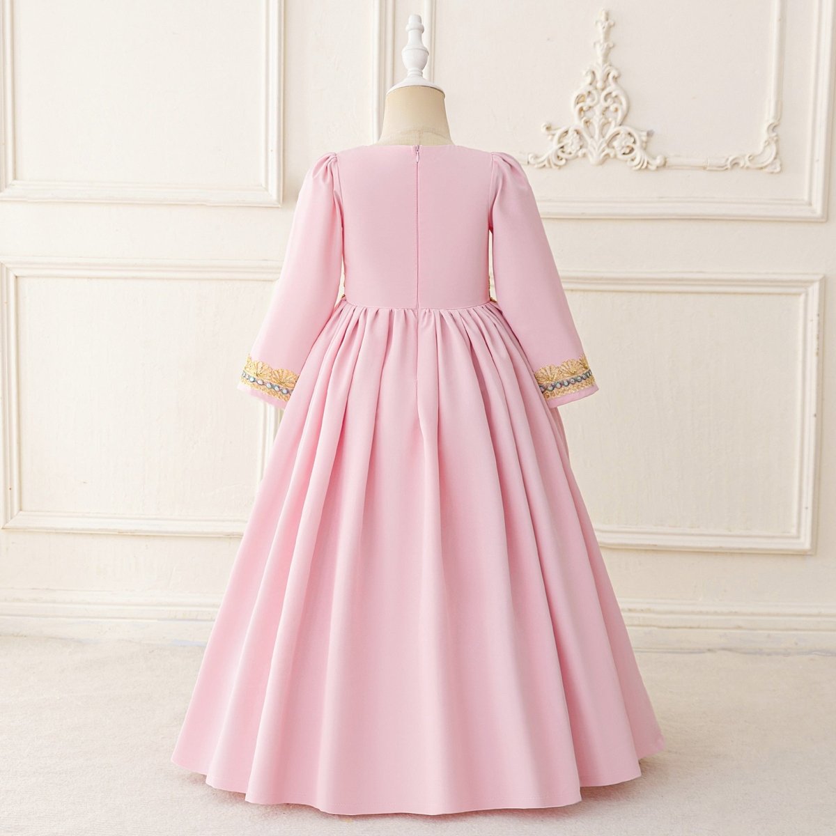 Girls Embroidered Kaftan Dress with Jeweled Belt(MKG021)