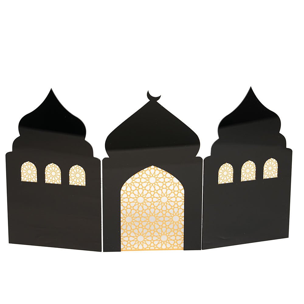 Islamic Acrylic Folding Screen Hollow Pattern Desktop Decor (MAC402)