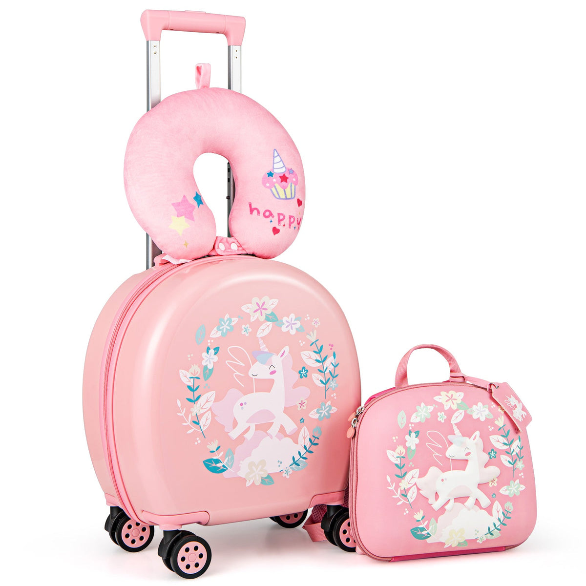 Kids Luggage Set with 14 Inches Carry-on Hardside Spinner Toddler Luggage and 10 Inches Backpack