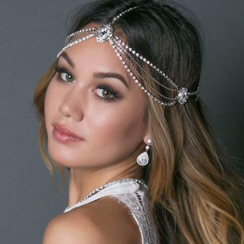 Stylish Multi-layered Rhinestone Tassel Forehead Headpiece(MAC151)