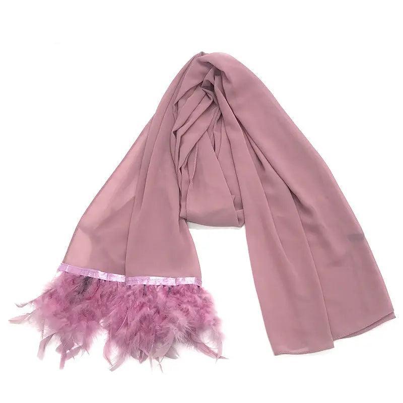 Chiffon Scarves Feather Scarf Hijab (MH039)