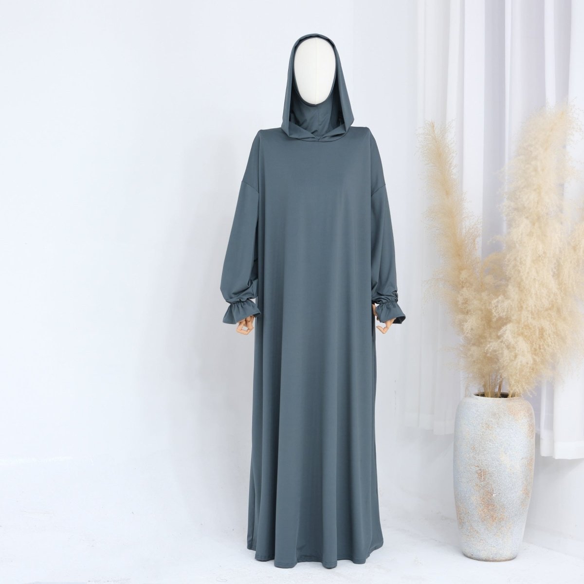 Modest Casual Hooded Abaya Collection | Tone Robes with Bubble Sleeves (MJ021)