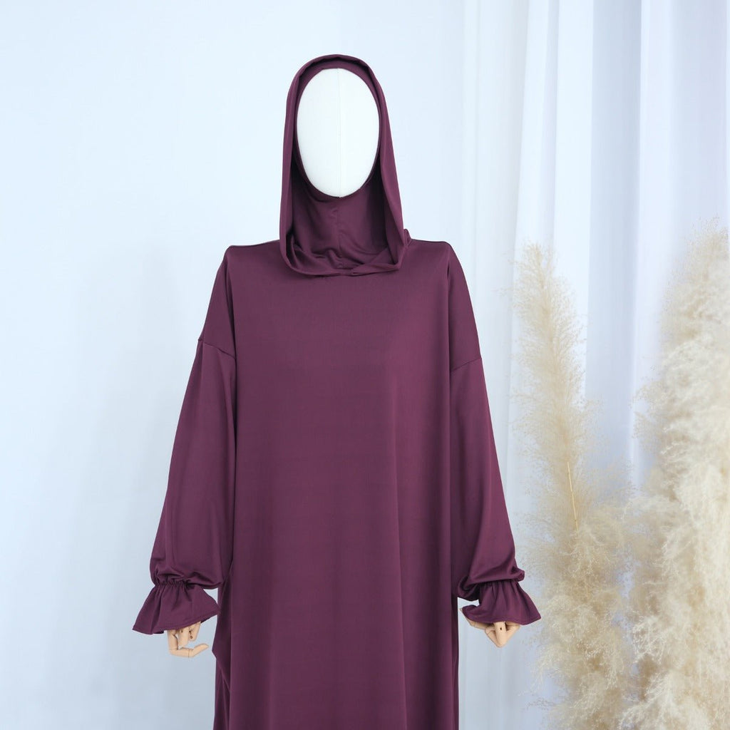 Modest Casual Hooded Abaya Collection | Tone Robes with Bubble Sleeves (MJ021)