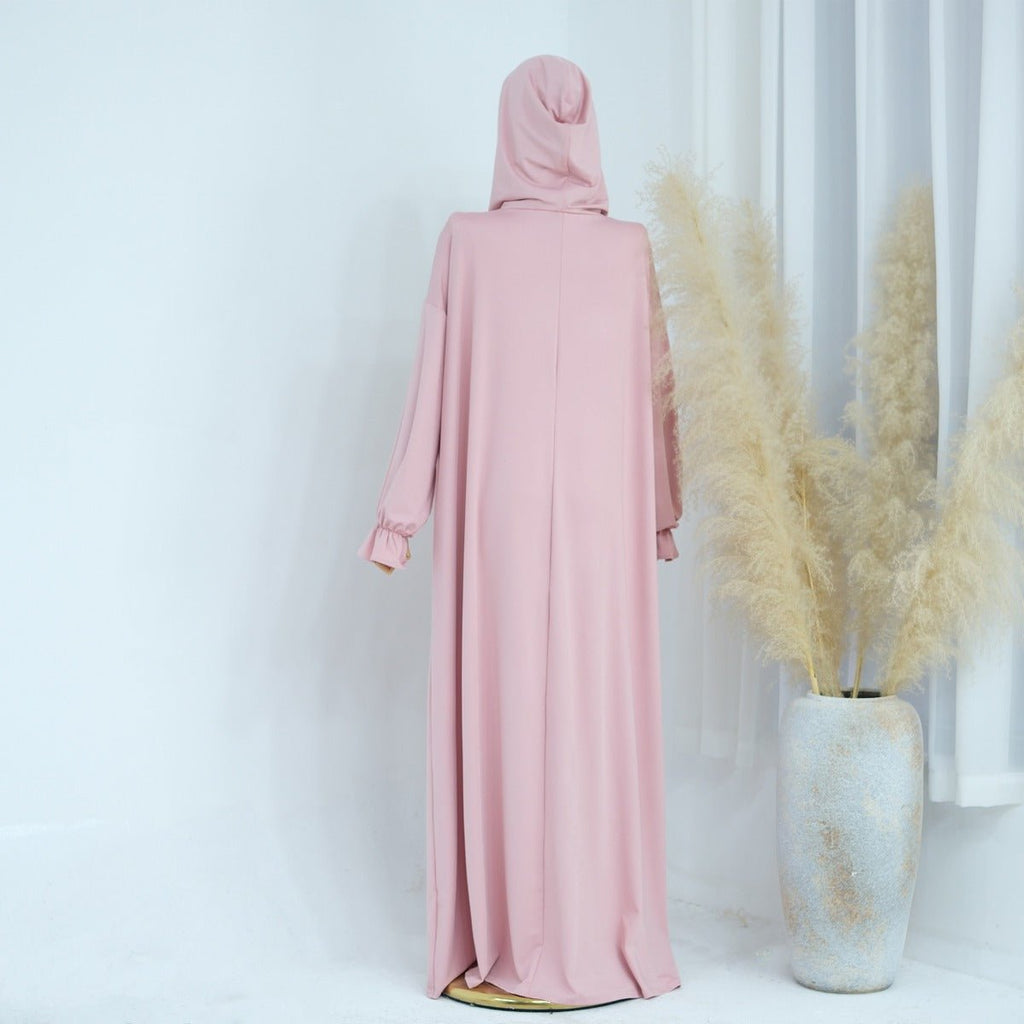 Modest Casual Hooded Abaya Collection | Tone Robes with Bubble Sleeves (MJ021)