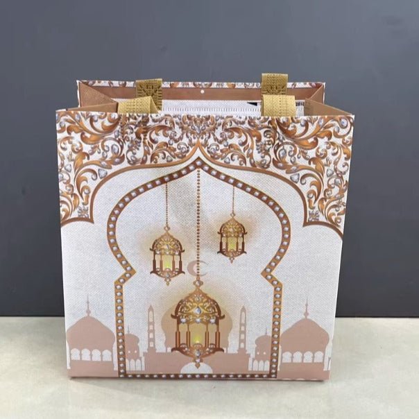 Ramadan Eid Mubarak Handheld Gift Bag Set | Islamic Printed Non-Woven Tote Bags (MAC389)