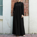 Stand-Collar Half-Zip Pullover Abaya Dress with Pockets (MA155)