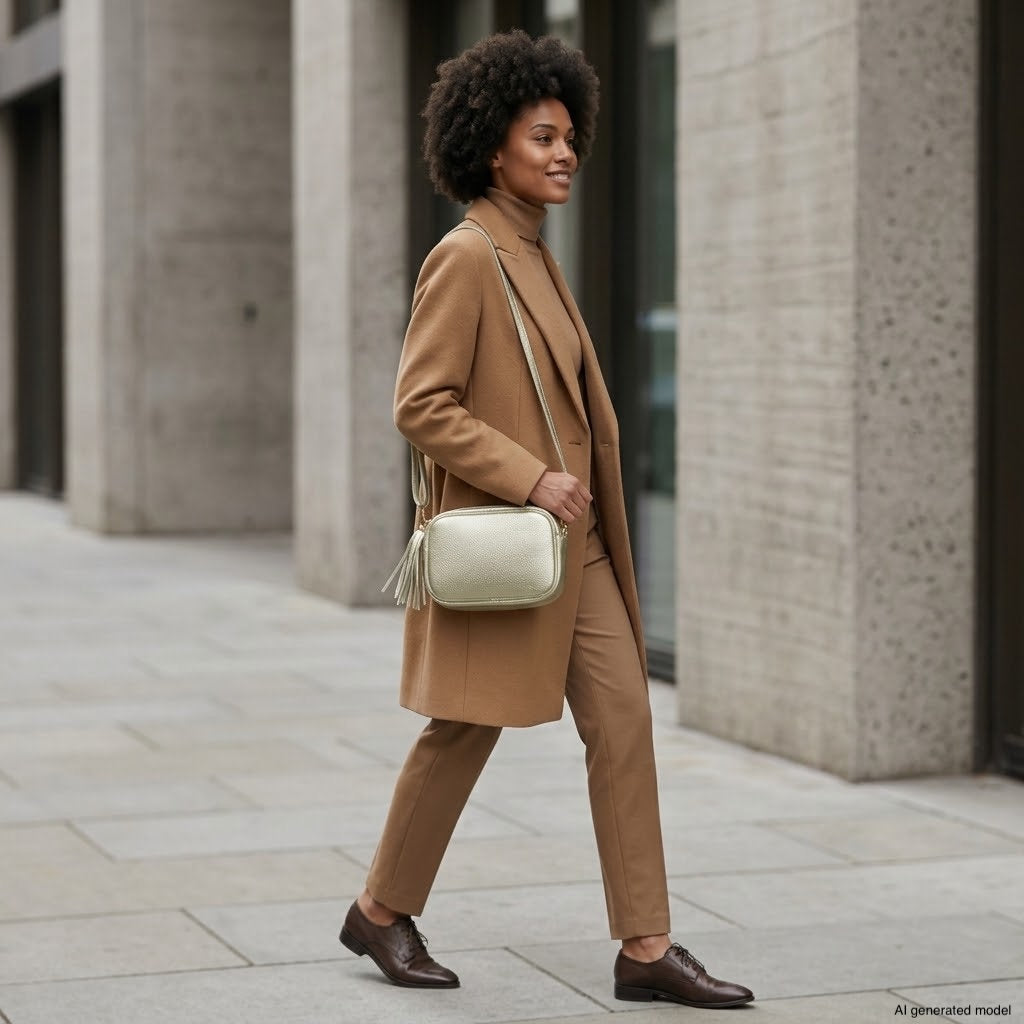 Italian Metallic Full-Grain Leather Crossbody Bag | Napoli