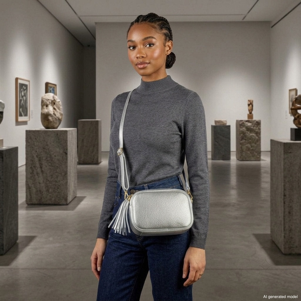 Italian Metallic Full-Grain Leather Crossbody Bag | Napoli